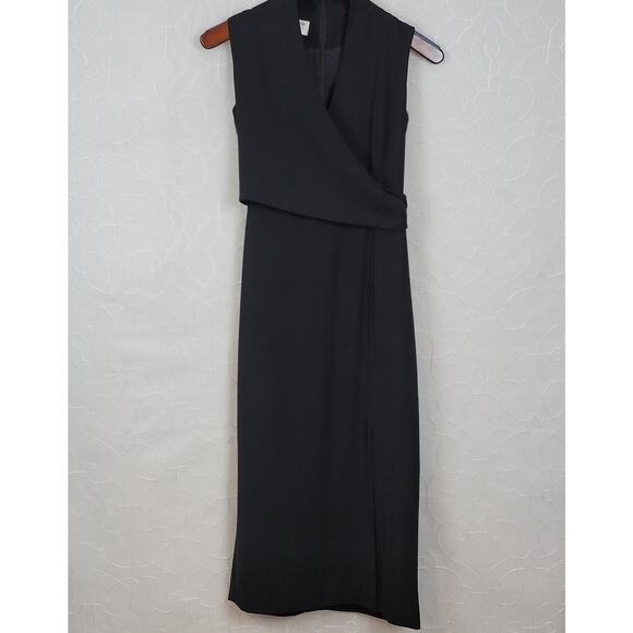 Jones New York Structured Wrap Dress 4 Black‎ Tie Belt Maxi Cocktail Party LBD - Picture 7 of 14